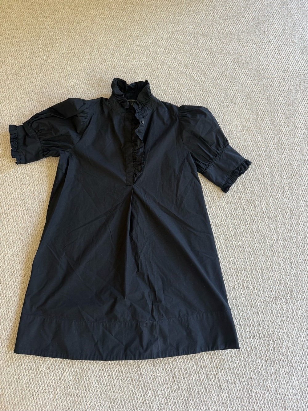 Banana Republic Poplin Black Dress w/ Puff Sleeves